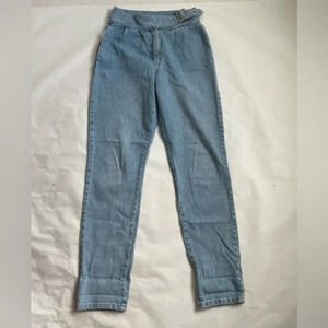 NWT Vero Moda High Rise Tapered Belted Jeans Light Blue Denim Women's 27x32